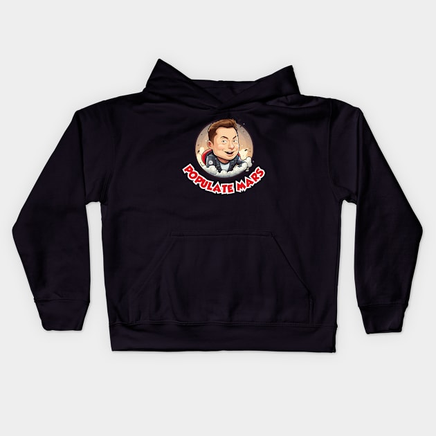 Elon populate Mars Kids Hoodie by throwback